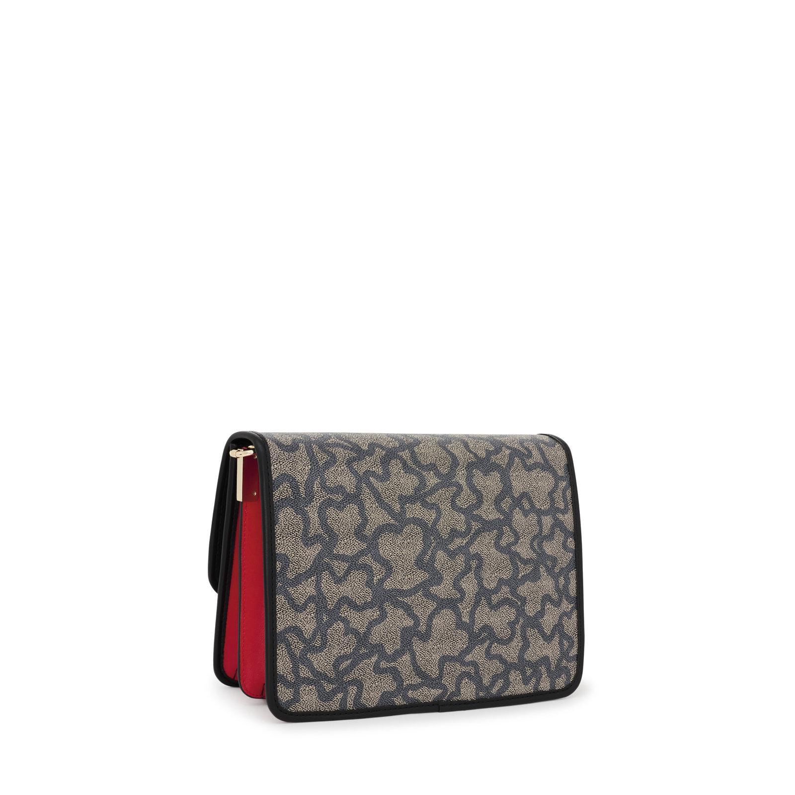Bandolera mediana Audree negra y beige Kaos Icon