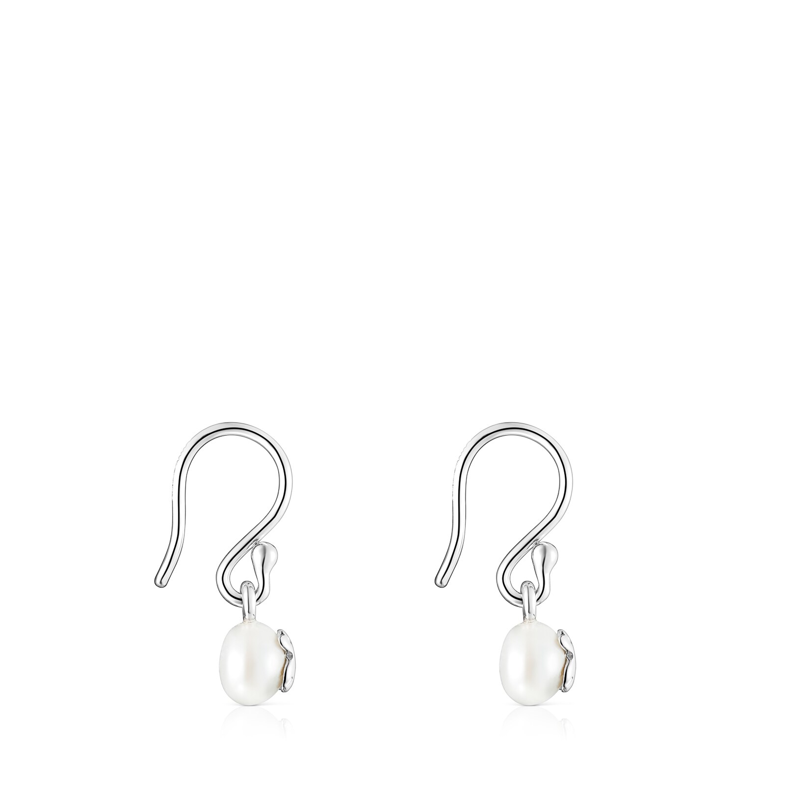 Pendientes cortos de plata y perla Icon Pearl