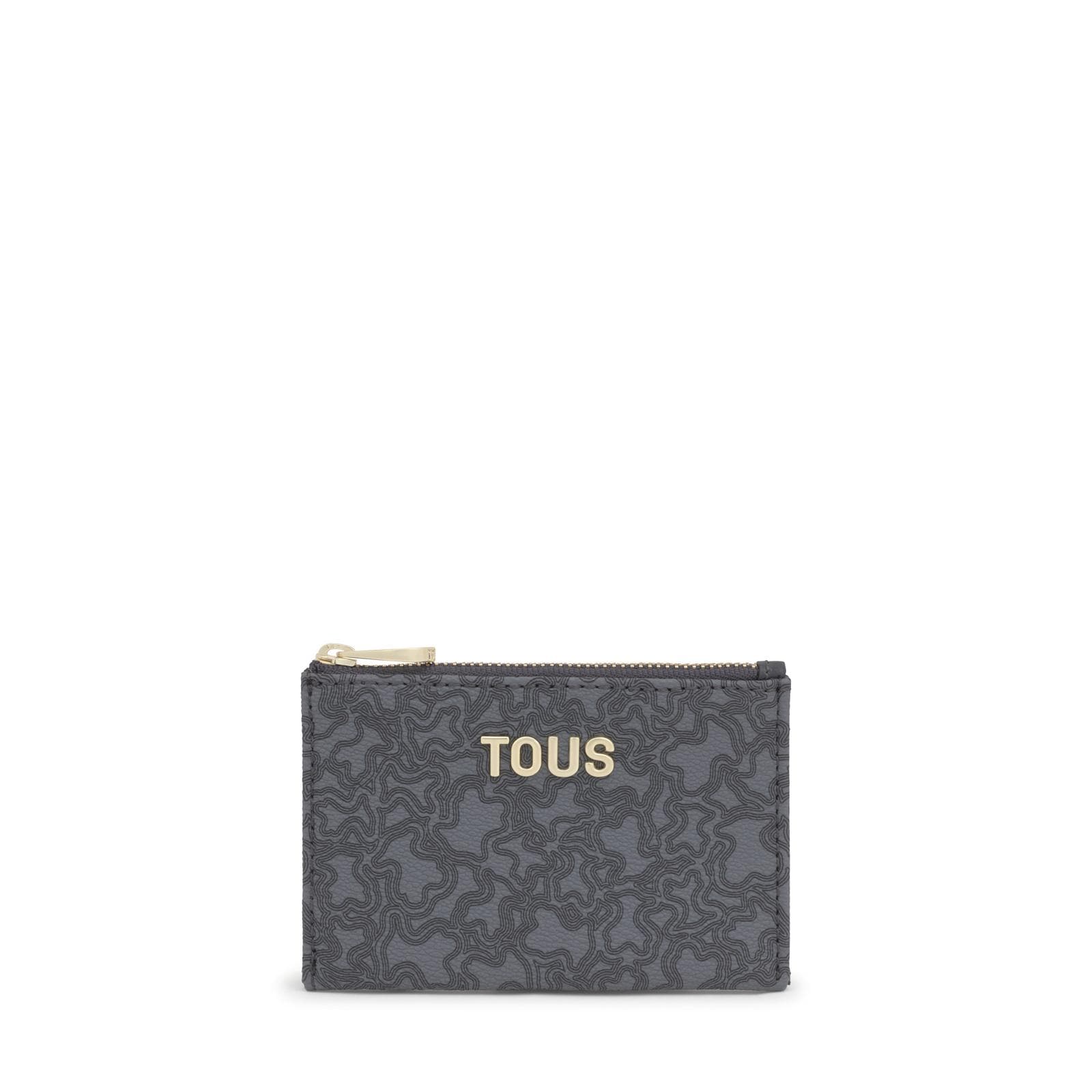 Monedero tarjetero Kaos Mini Lines de lona con detalles de piel sintética en color gris oscuro