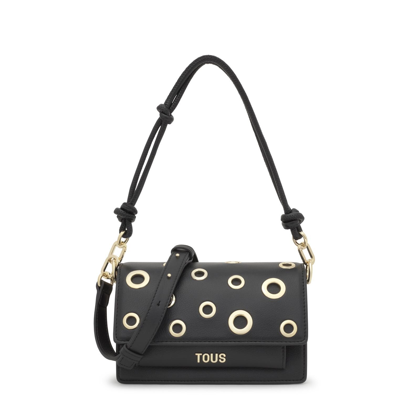Bolso bandolera pequeño Audree Eyelets de poliuretano en color negro