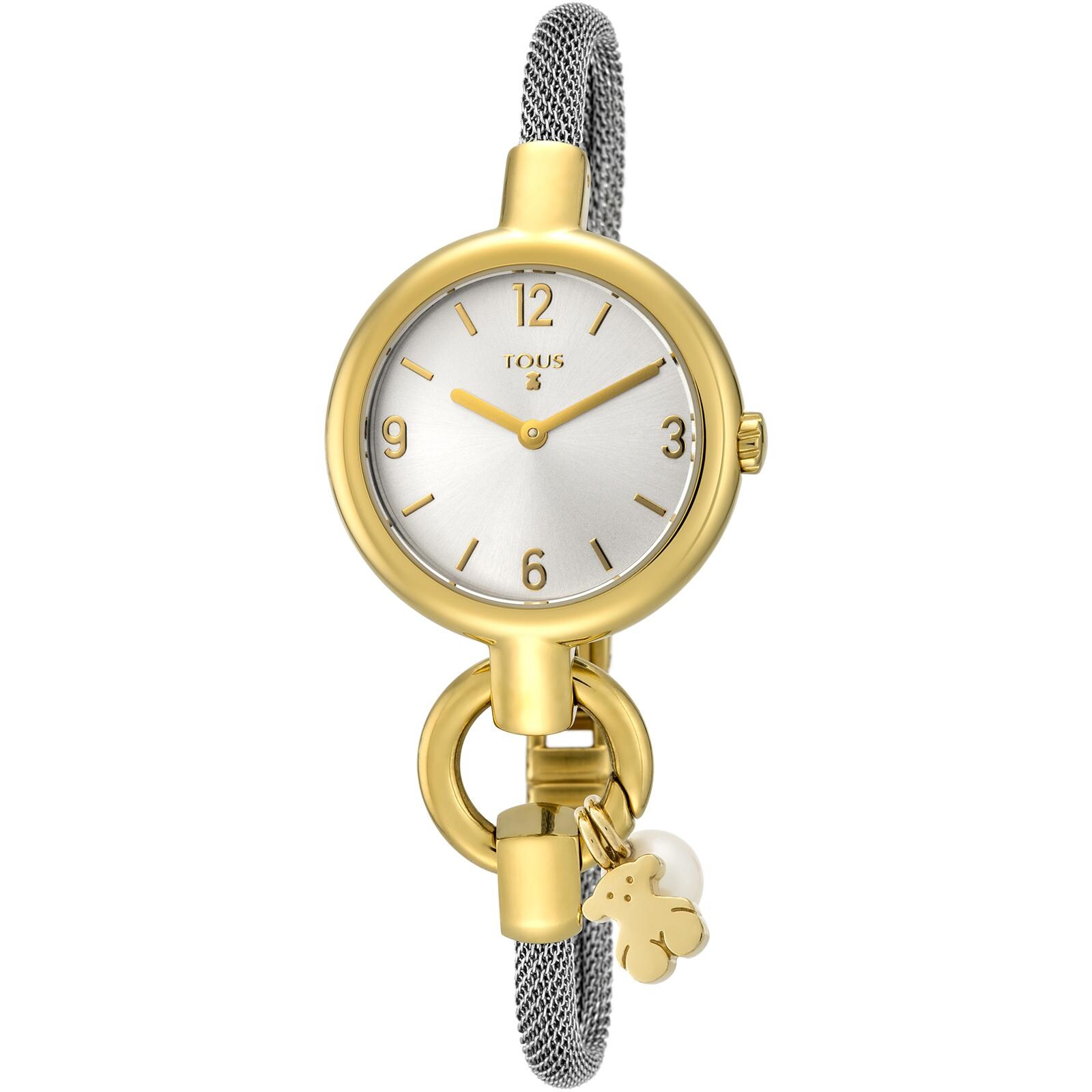 Reloj analógico Hold Charms de acero IP dorado con correa de acero Reloj analógico Hold Charms de acero IP dorado con correa de acero
