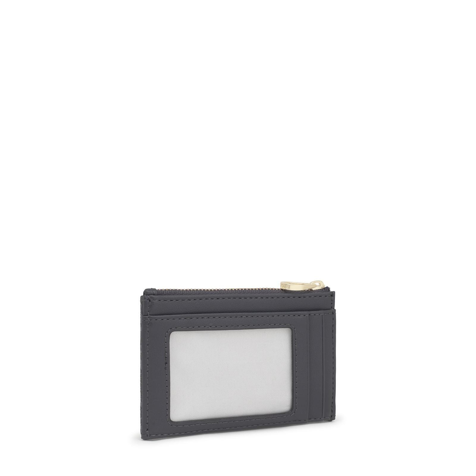 Monedero tarjetero Kaos Mini Lines de lona con detalles de piel sintética en color gris oscuro