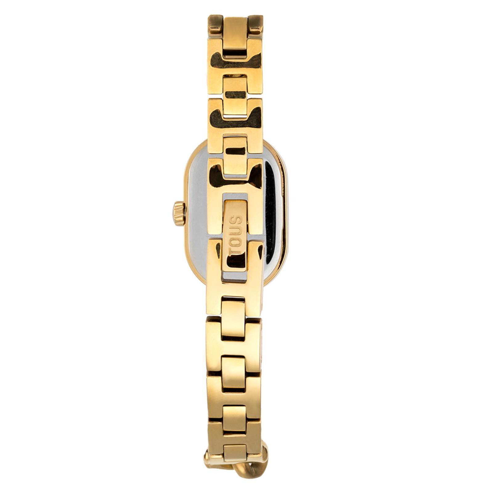 Reloj analógico joya TOUS Oval Time con brazalete cadena y caja de acero dorado