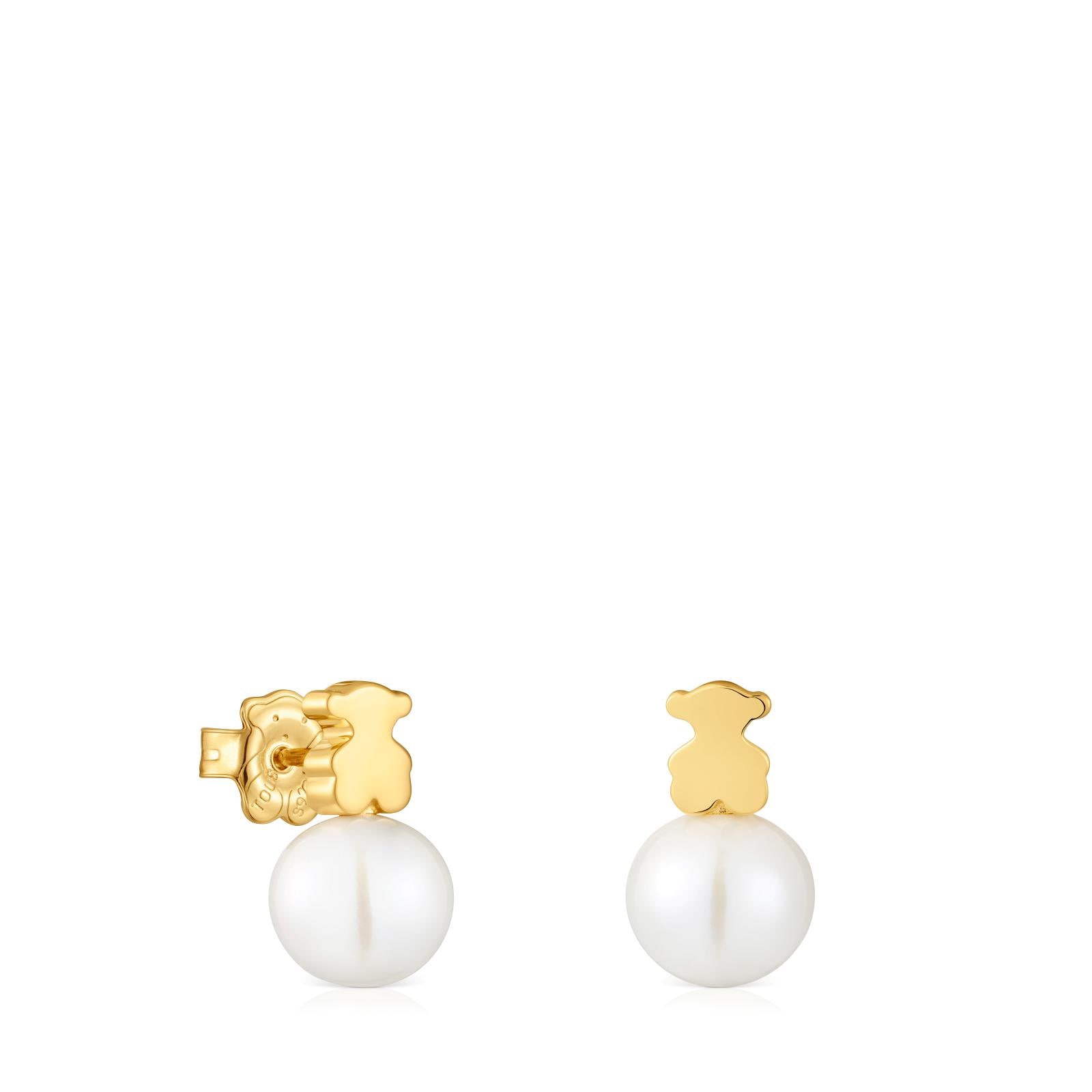 Pendientes oso TOUS Sweet Dolls con baño de oro 18 kt sobre plata y perlas cultivadas de agua dulce Pendientes oso TOUS Sweet Dolls con baño de oro 18 kt sobre plata y perlas cultivadas de agua dulce