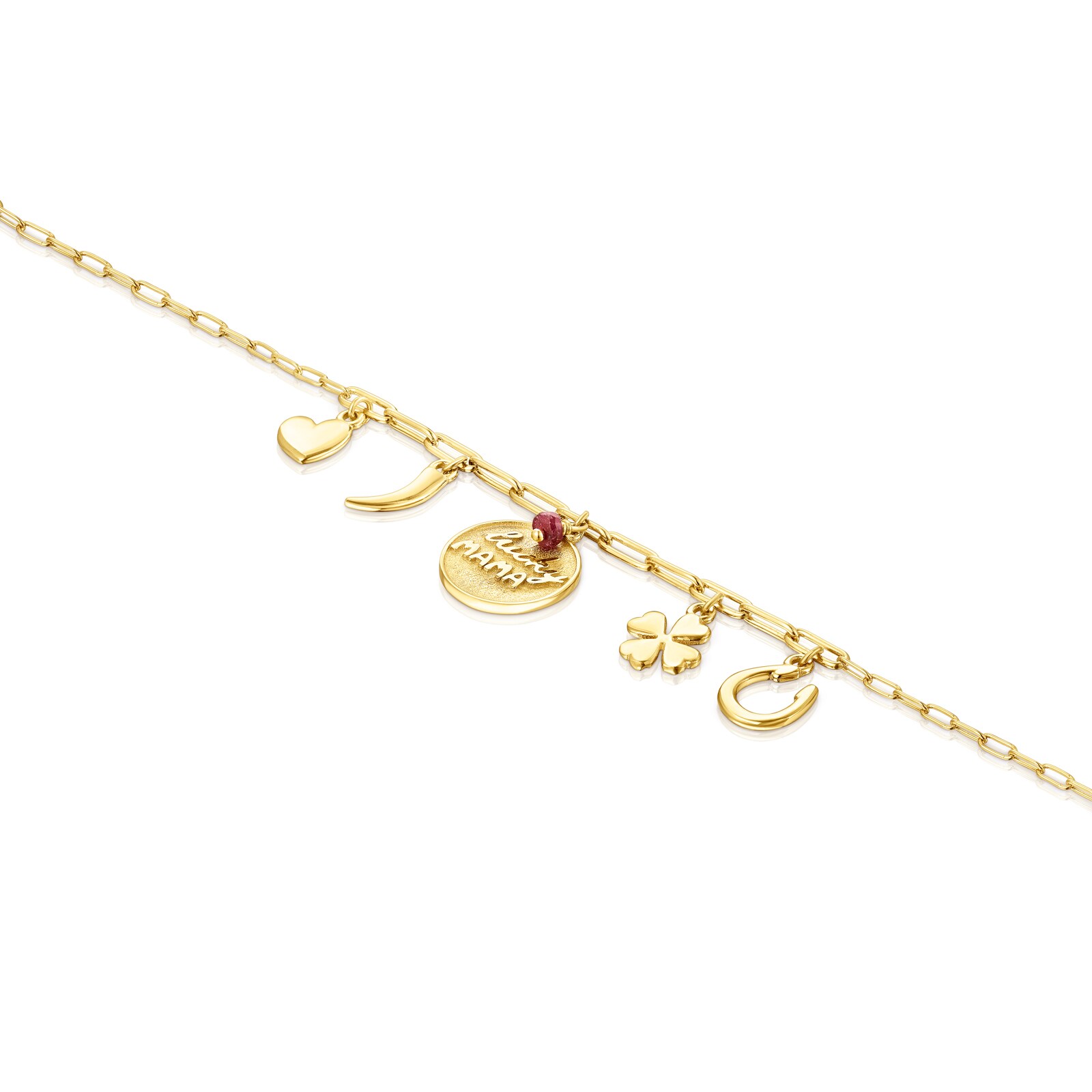 Pulsera TOUS Good Vibes Mama de plata vermeil y rubí