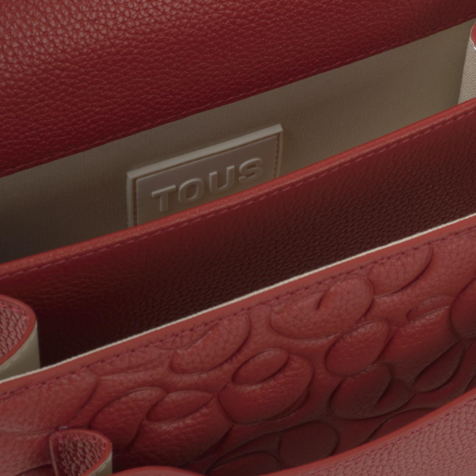 Bolso bandolera pequeño Audree TOUS Greta de piel vacuna con certificación LWG en color rojo