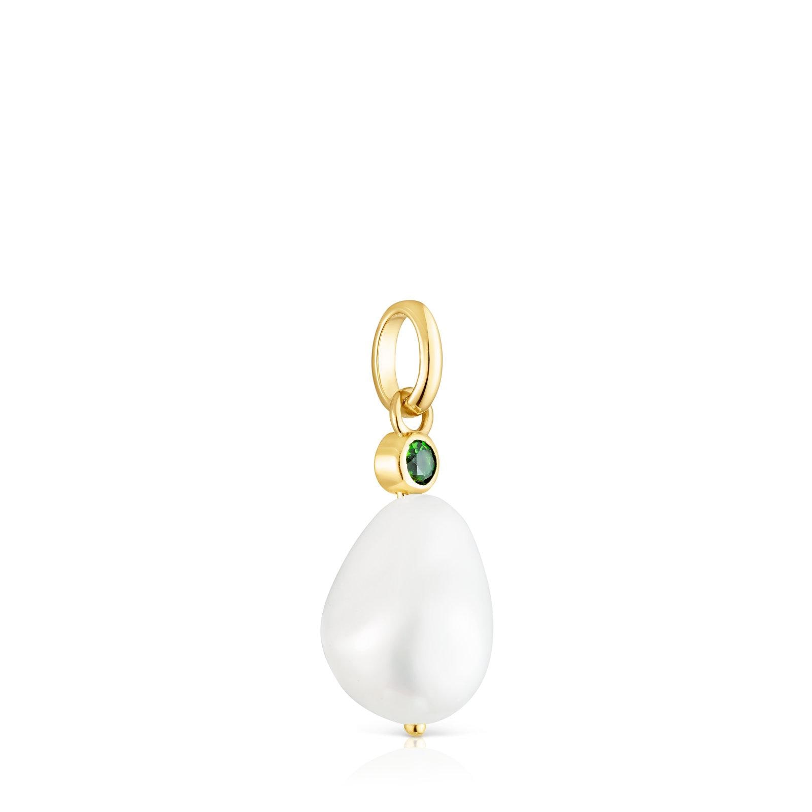 Colgante de plata vermeil, perla cultivada y cromodiópsido Virtual Garden