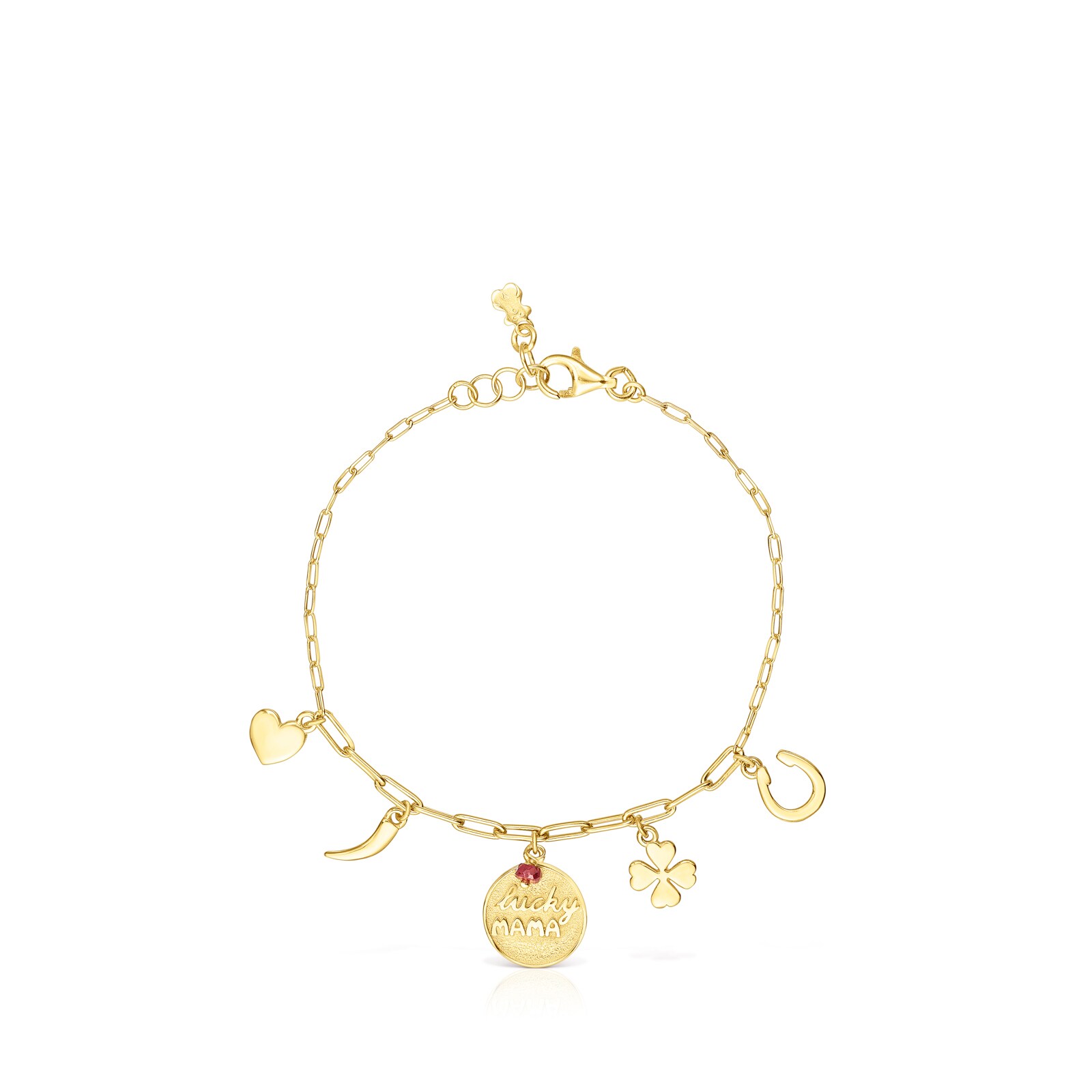 Pulsera TOUS Good Vibes Mama de plata vermeil y rubí