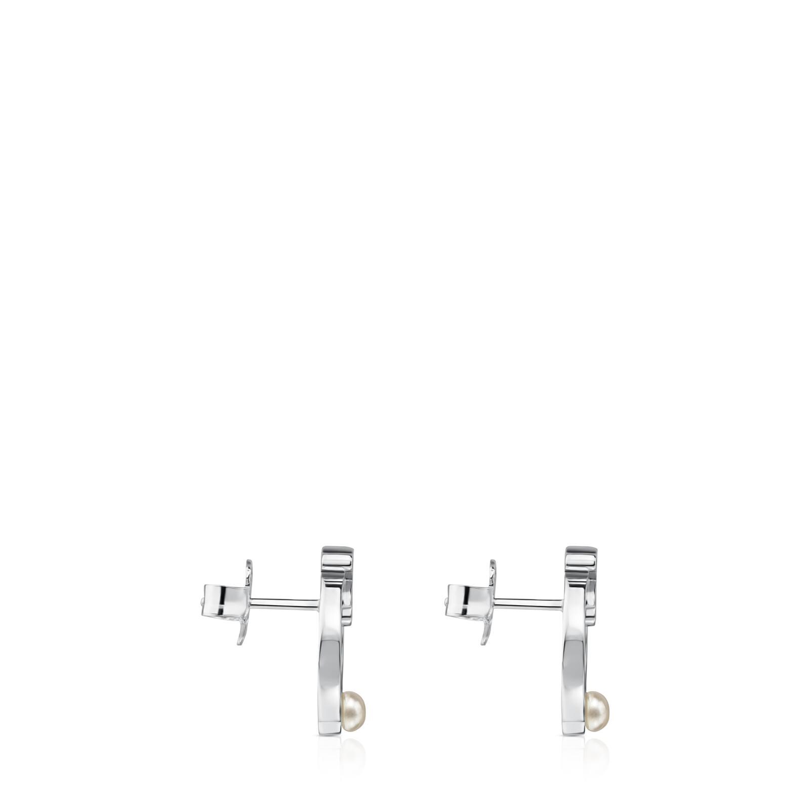 Pendientes de plata con perlas motivo oso Super Power