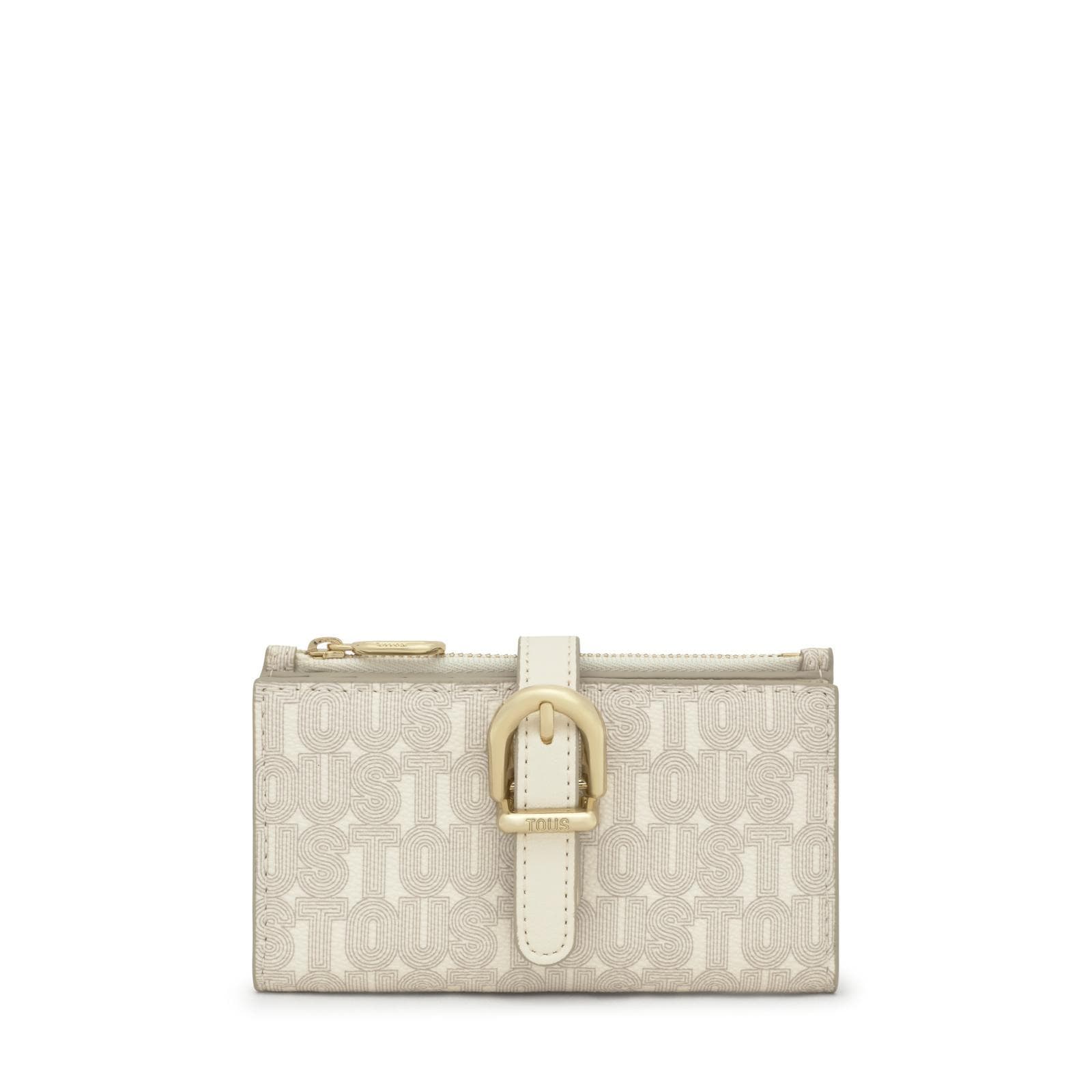Cartera TOUS Buckles Silhouette de lona con detalles de poliuretano en color beige