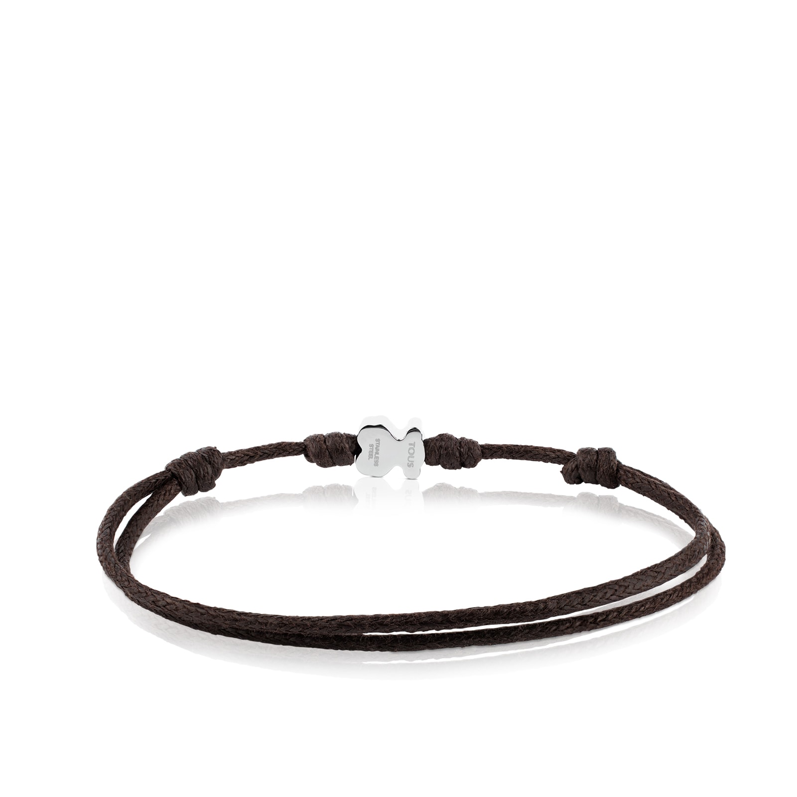 Pulsera de acero y cordón en color marrón Super Micro