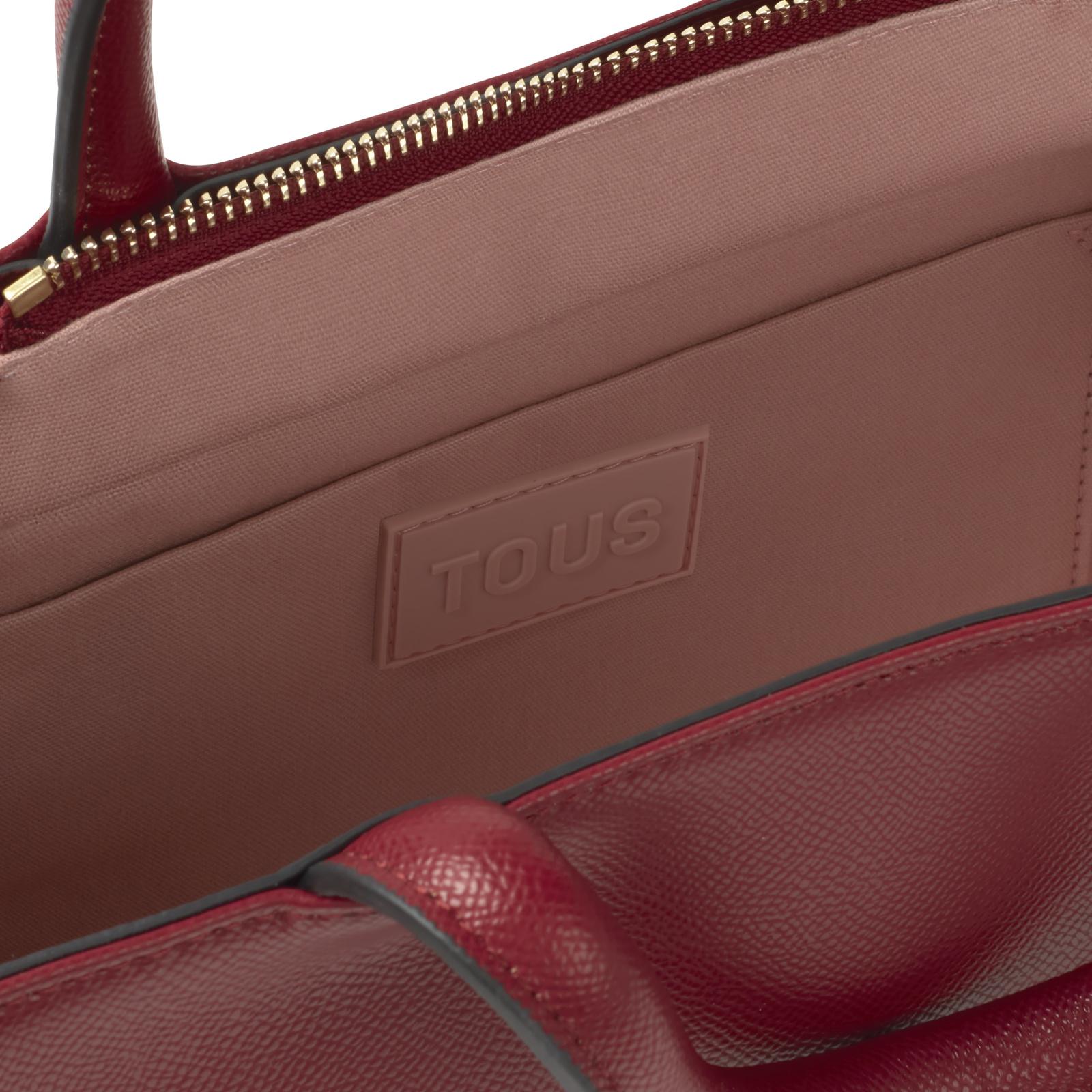 Bolso shopper mediano Amaya TOUS Brenda de poliuretano en color granate