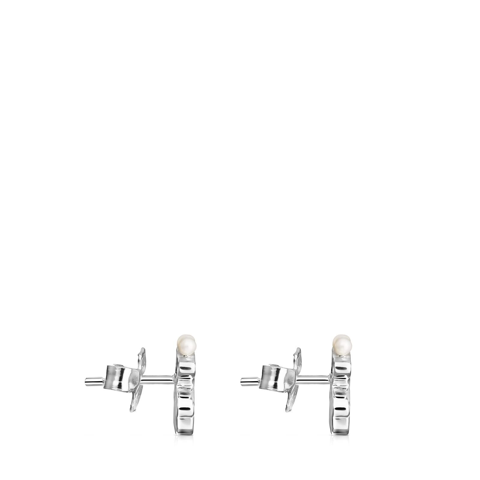 Aros TOUS Real Sisy oso de plata de primera ley con perlas