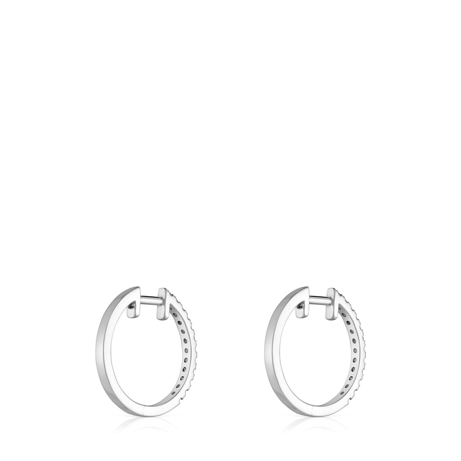 Pendientes aro cortos de oro blanco con diamantes 12,5 mm Les Classiques