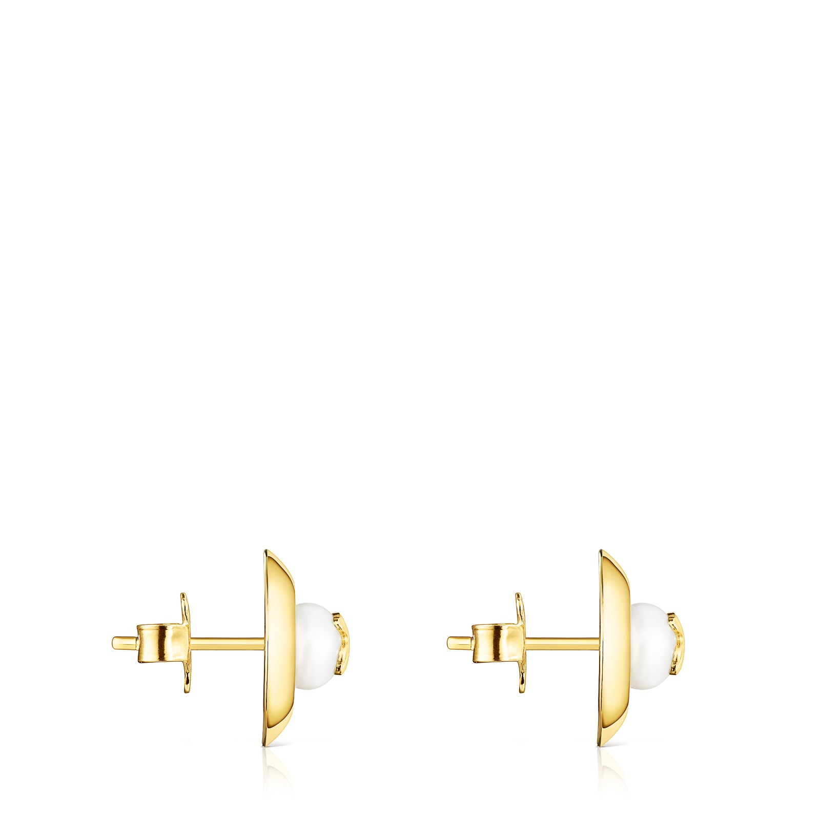 Pendientes pequeños de plata vermeil y perla TOUS Basics disco