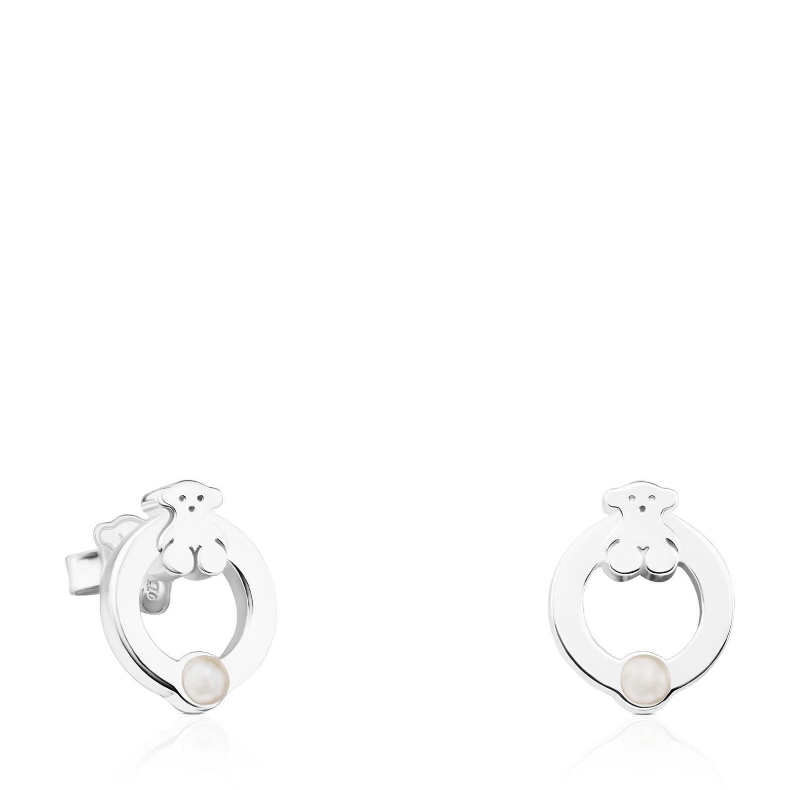 Pendientes de plata con perlas motivo oso Super Power