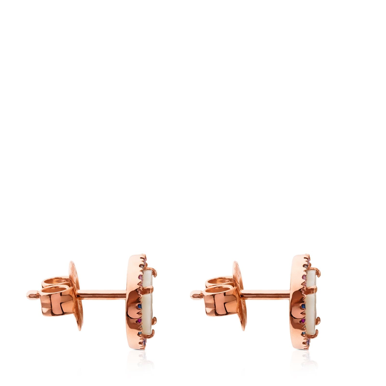 Pendientes Camille de Plata Vermeil rosa con Nácar y Zafiro multicolor