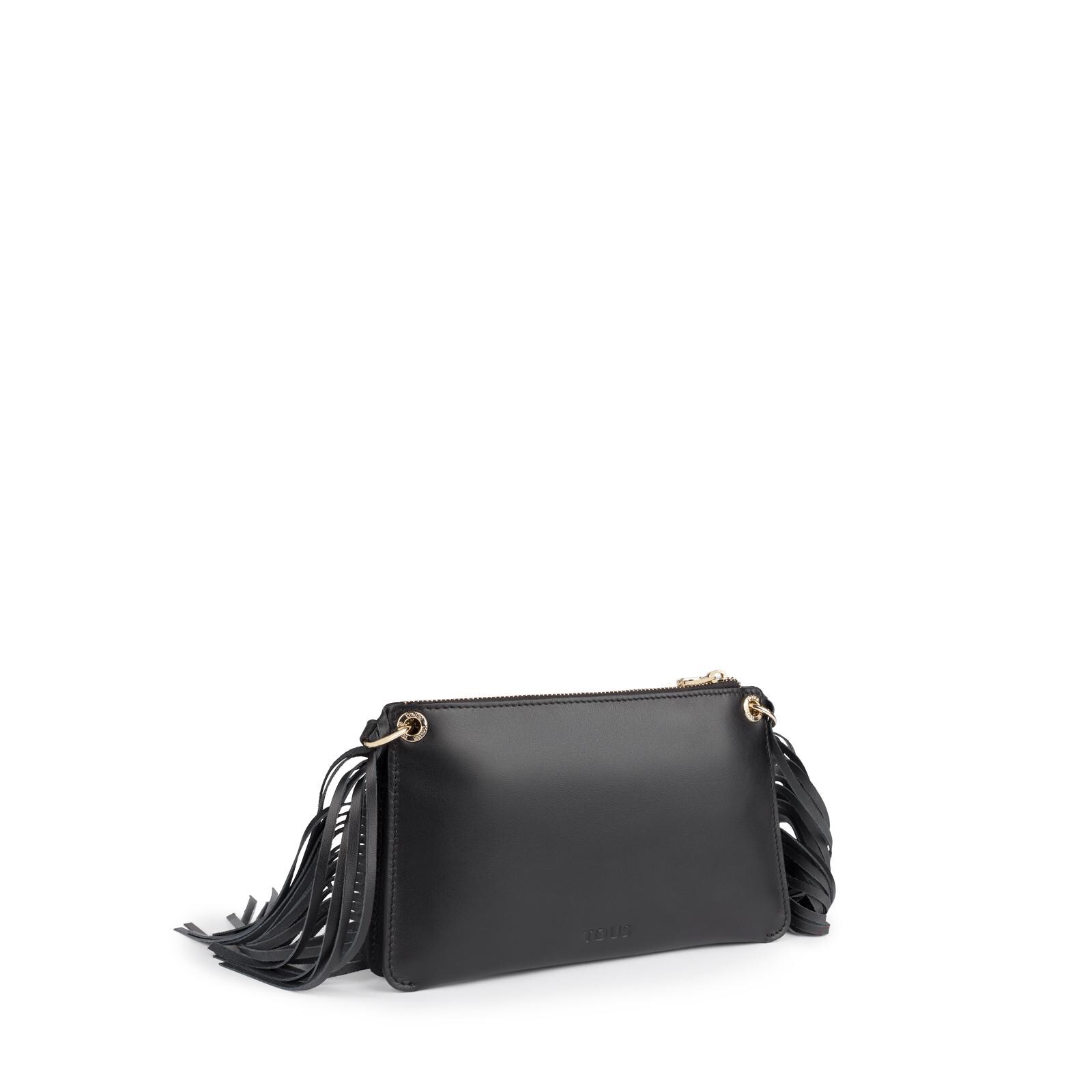 Bandolera New Liz Fringes negra de piel