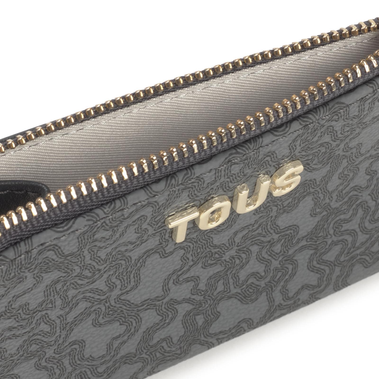 Monedero tarjetero Kaos Mini Lines de lona con detalles de piel sintética en color gris oscuro