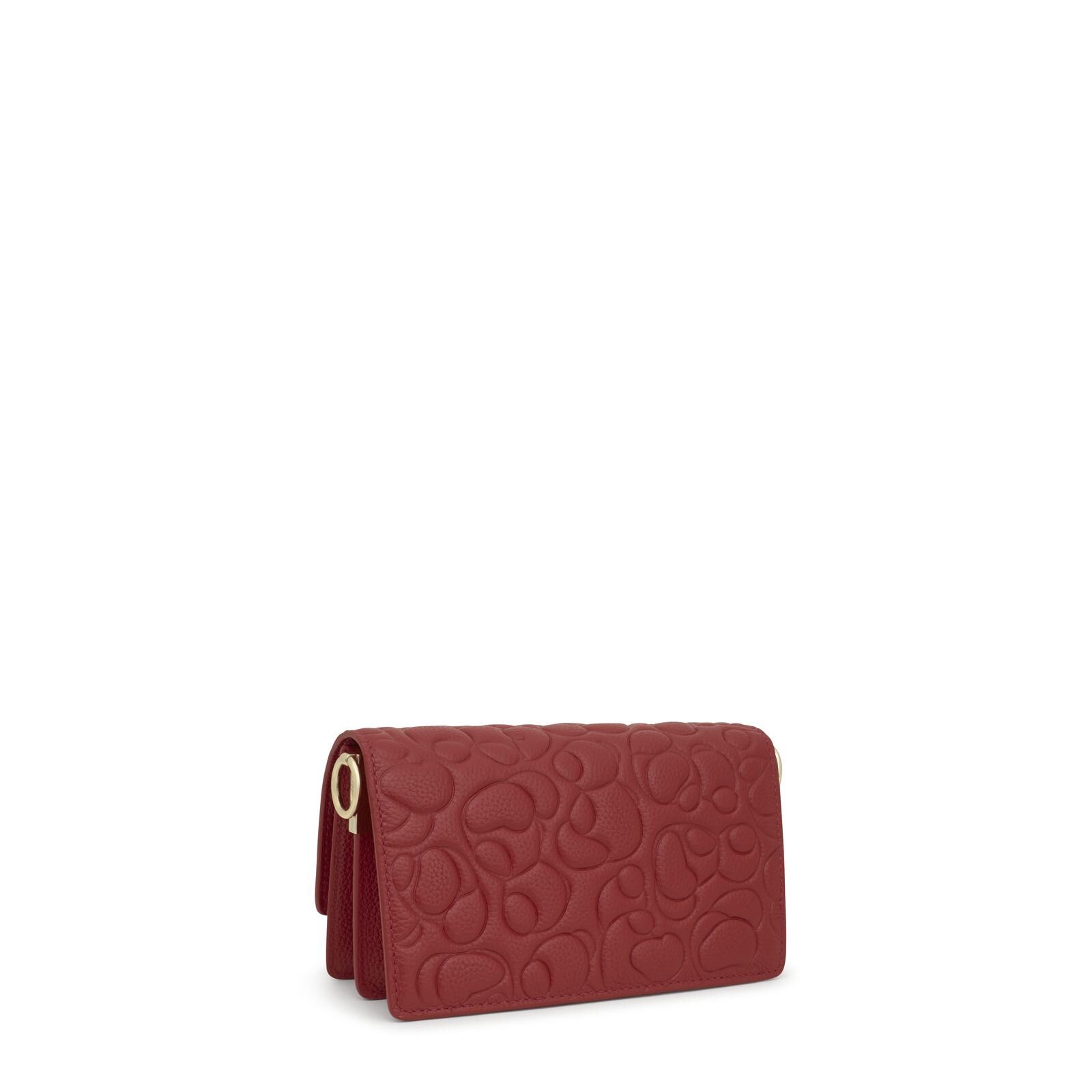 Bolso bandolera pequeño Audree TOUS Greta de piel vacuna con certificación LWG en color rojo