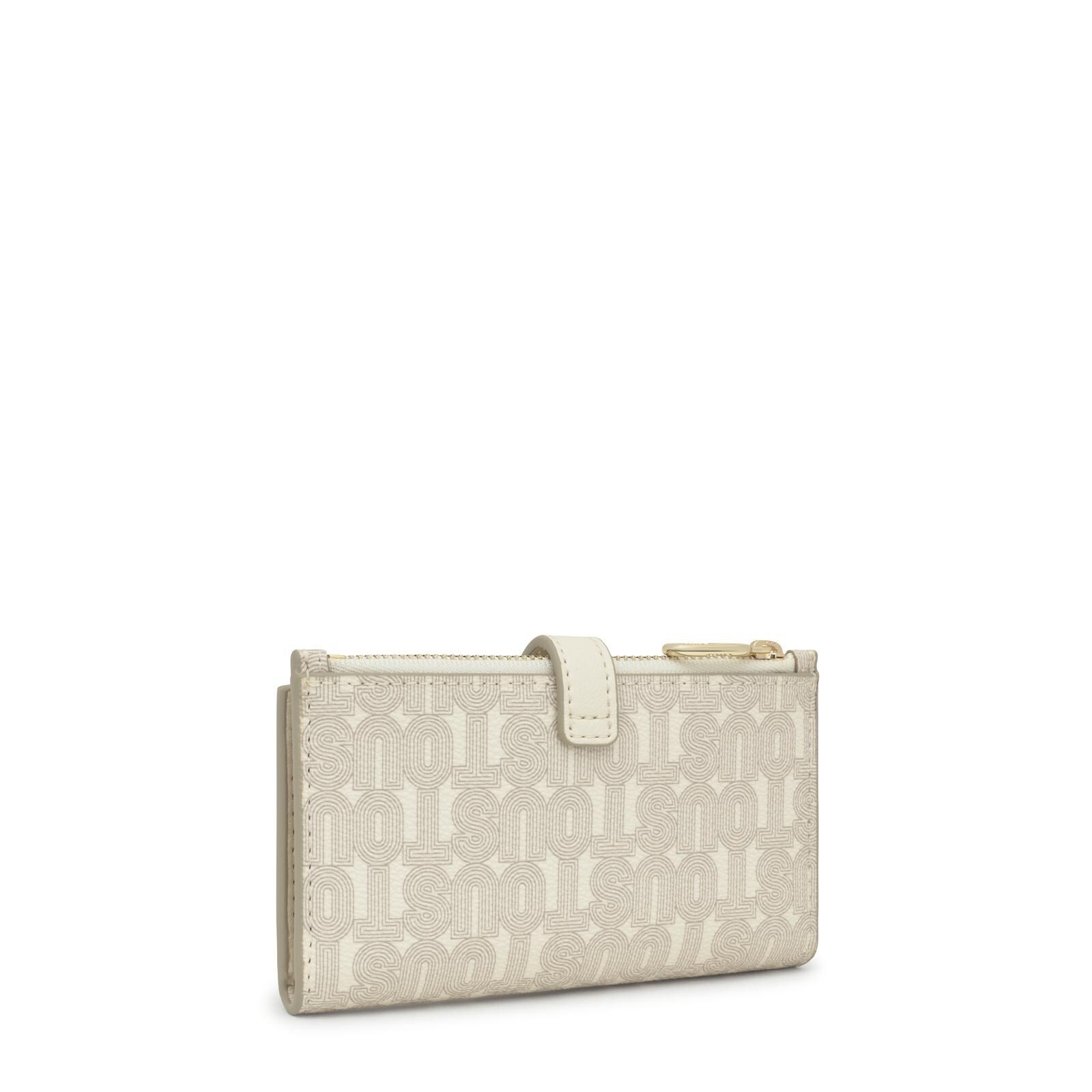 Cartera TOUS Buckles Silhouette de lona con detalles de poliuretano en color beige