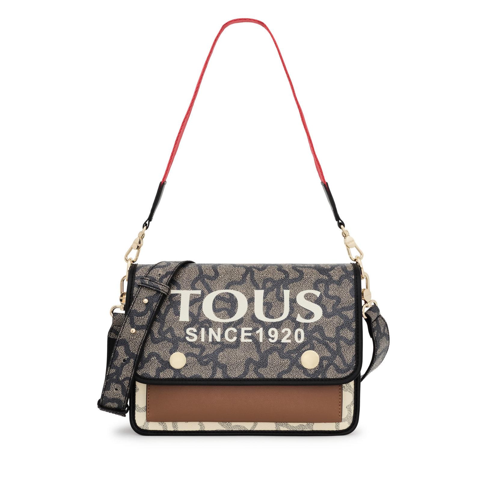 Bandolera mediana Audree negra y beige Kaos Icon