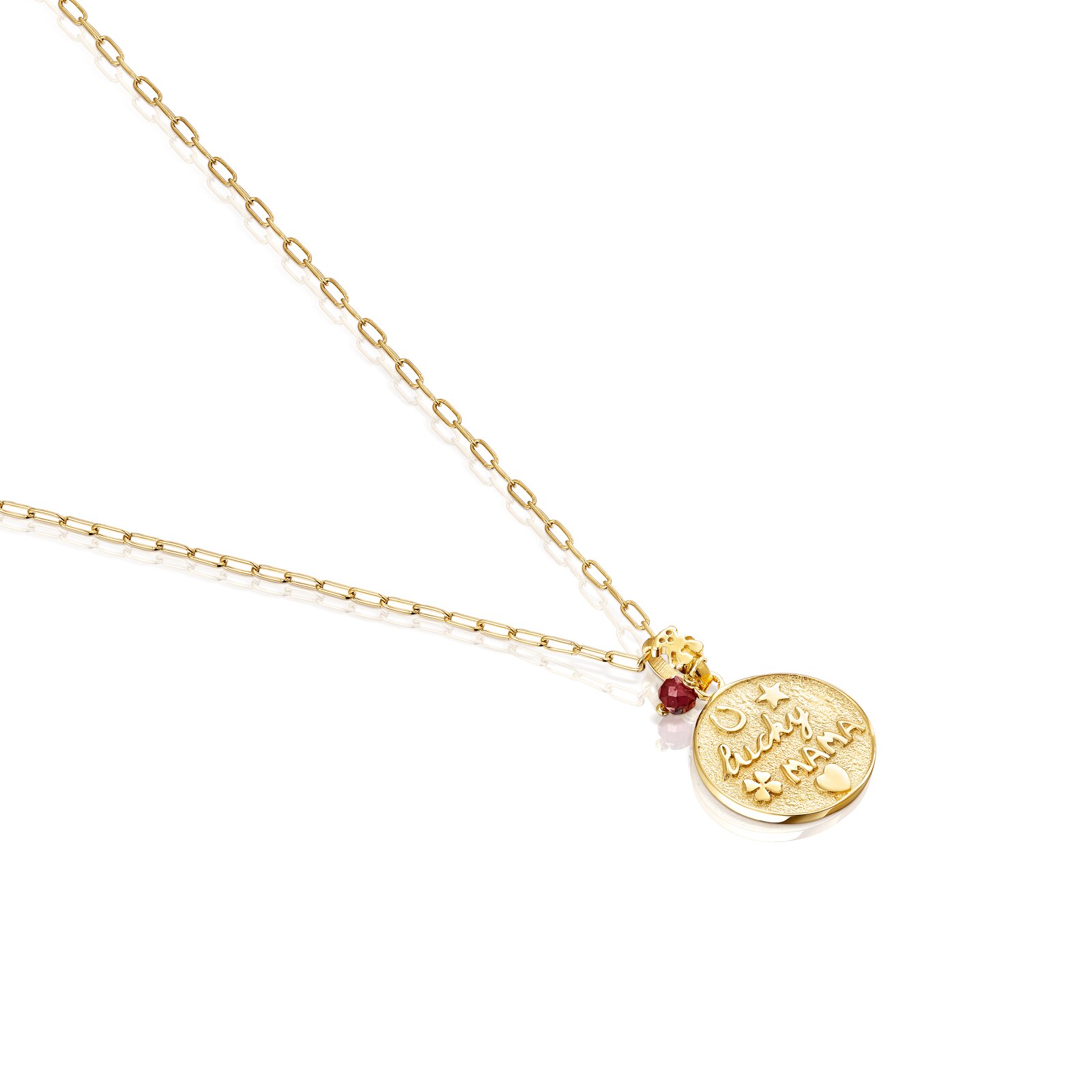 Collar TOUS Good Vibes Mama de plata vermeil y rubí