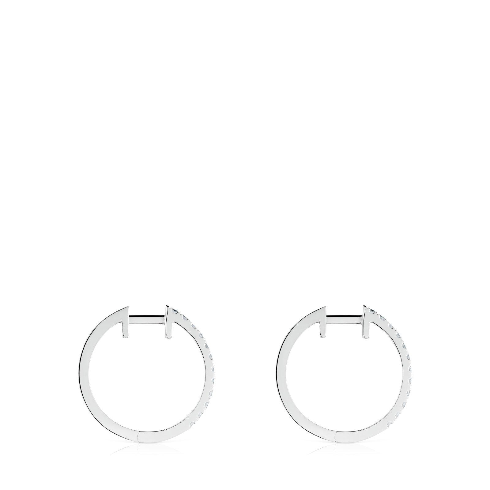 Pendientes aro cortos de oro blanco con diamantes 12,5 mm Les Classiques