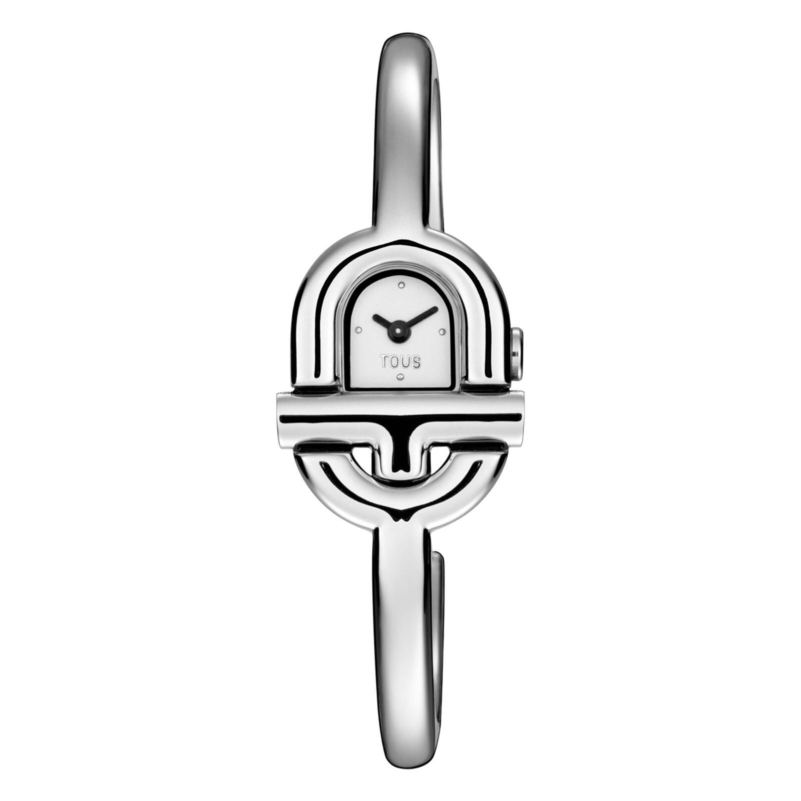 Reloj analógico TOUS MANIFESTO con brazalete rígido de acero inoxidable 316L, tamaño brazalete 56 mm x 50 mm