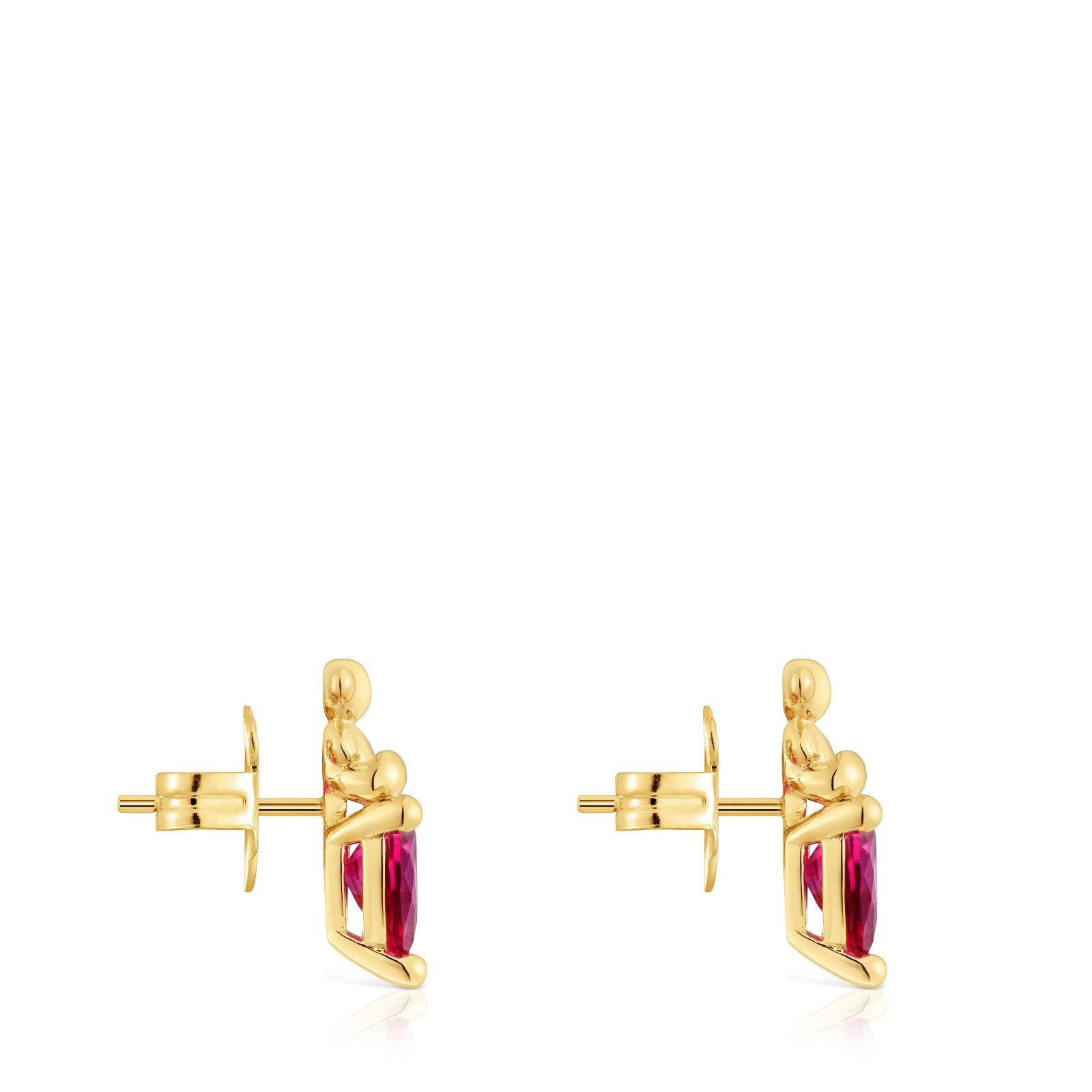 Pendientes TOUS Bold Bear LGG con baño de oro 18 kt 