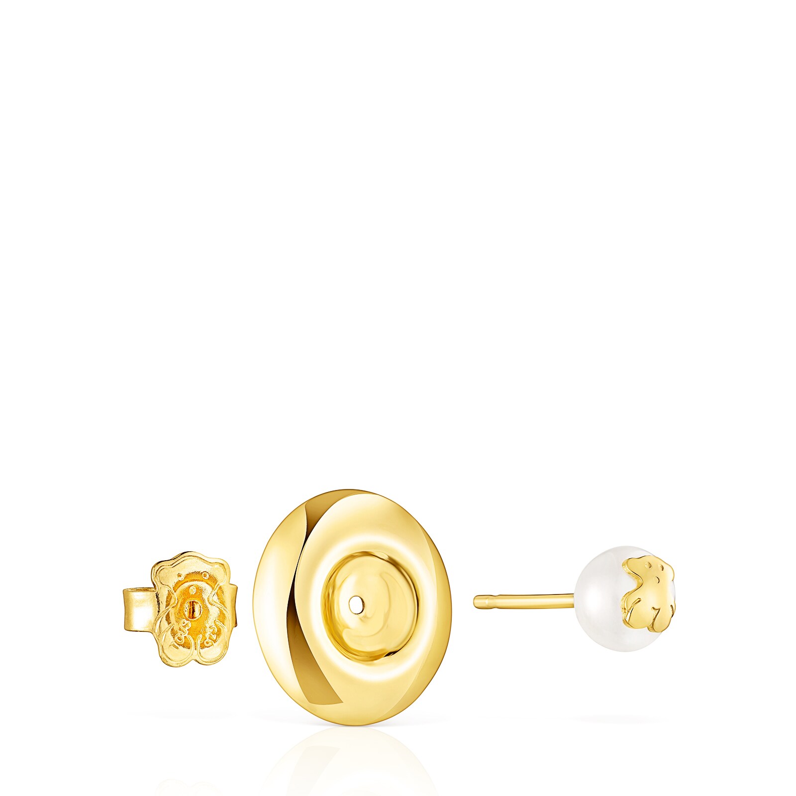 Pendientes pequeños de plata vermeil y perla TOUS Basics disco