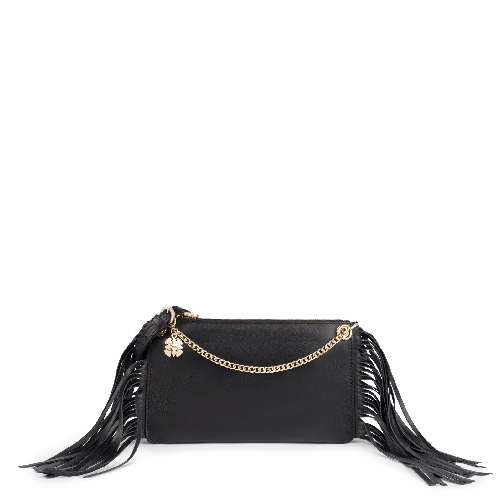 Bandolera New Liz Fringes negra de piel