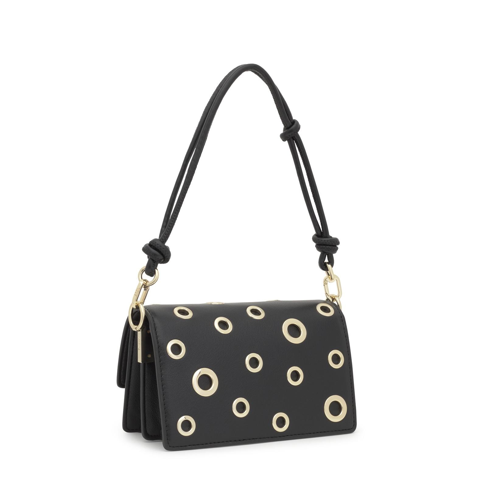 Bolso bandolera pequeño Audree Eyelets de poliuretano en color negro