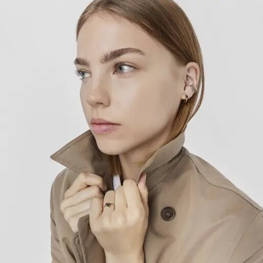 Anillo baño oro rosa sobre plata espinelas oso TOUS modelo