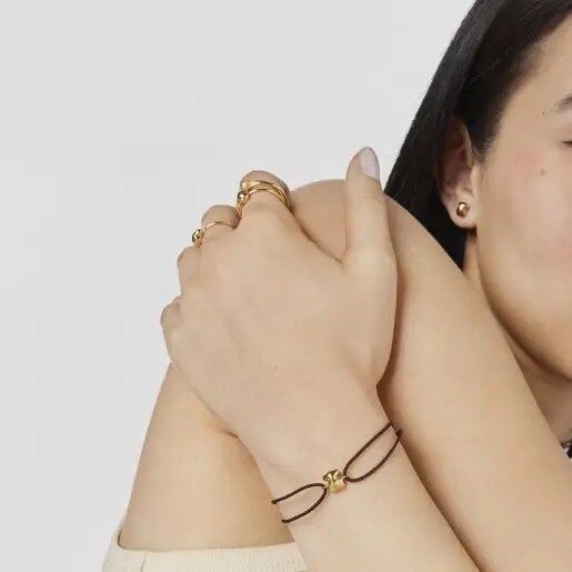 Pulsera oso de oro cordón marrón TOUS Balloon modelo